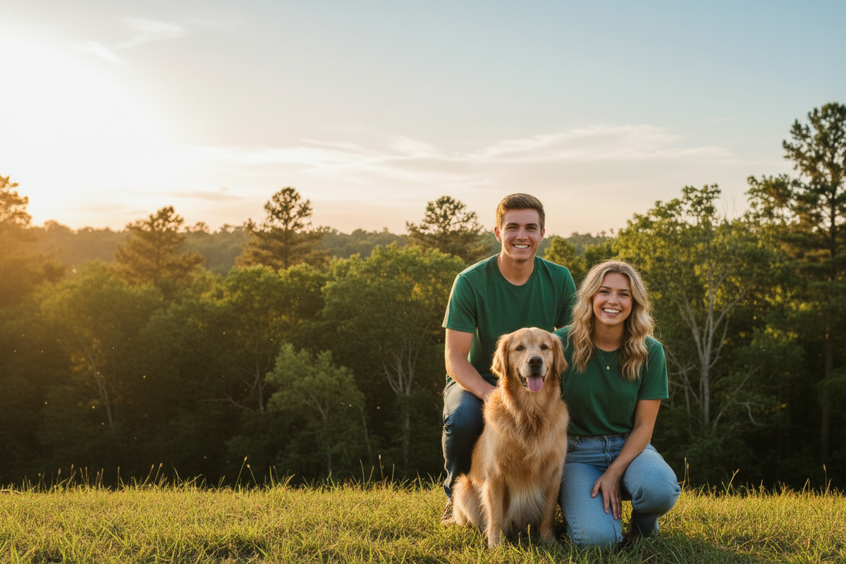 Grow The Good Hero Banner - Couple with Golden Retriever
